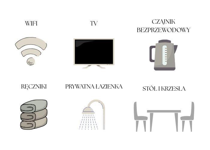 Wyposażenie pokoi i domków